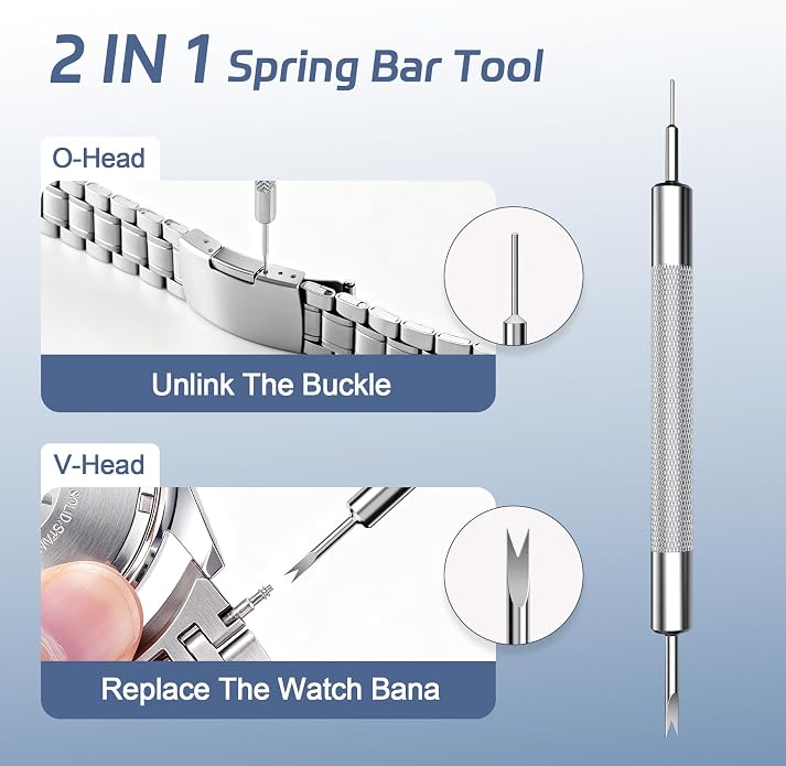 Jorest Watch Link Removal Tool, Watch Band Tool Kit, Tool for Watch Bracelet Adjustment and Replacement and Resizing, with Doubled-Ended Pin Punches，6Pcs Spare Needle, 2 Hammer-Like for Installation