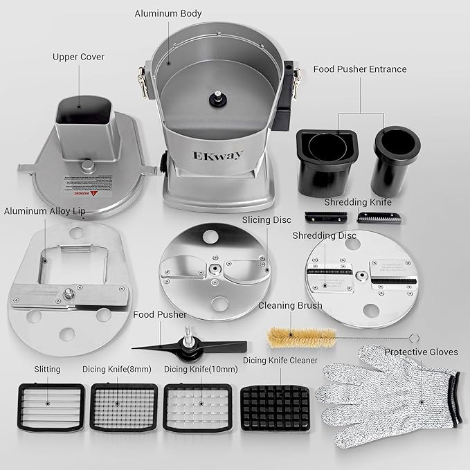 Commercial Vegetable Chopper 4 in 1 Vegetable Slicer Food Processor for Slicing Shredding Dicing and Slitting, with Cut-Resistant Gloves, for Commercial and Home Use 200W 110V