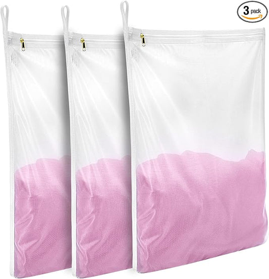 GOGOODA 3 Pack Delicates Laundry Bags, Fine Mesh Wash Bag with Hanging Loop | 3 Medium for Lingerie, Shirts, Sweaters, Underwear, Bra, Silk, Socks