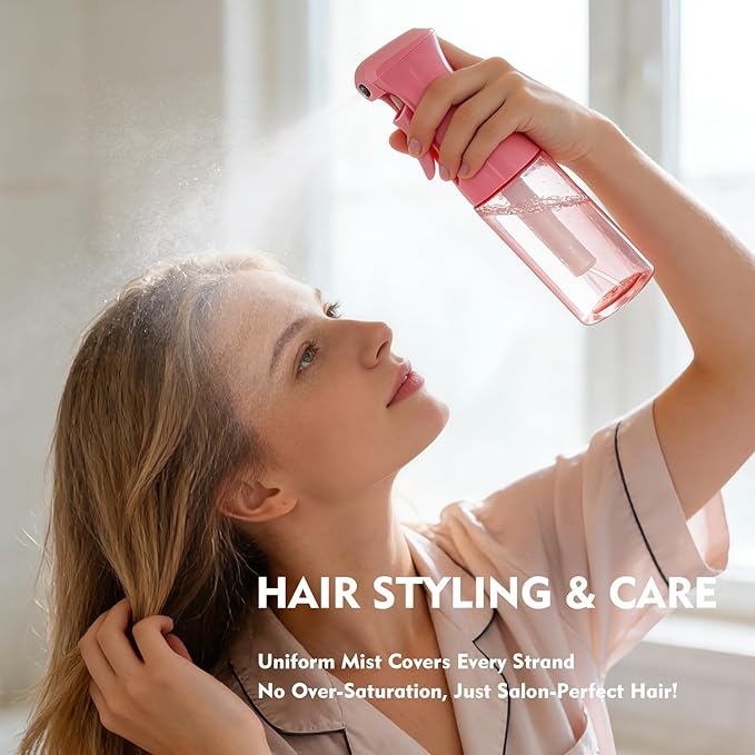 Continuous Spray Bottle, 6.8 OZ Hair Spray Bottles, Ultra-Fine Mister Spray Bottle for Hairstyling, Cleaning, Plants, Pets, Salons, and More (2 Pack)