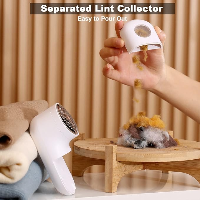 Fabric Shaver, USB Rechargeable Lint Remover for Clothes, Sweater | Cordless Clothes Defuzzer, Portable Sweater Shaver to Trim Pills from Clothes, Sweater, Furniture, 2.0 Pro, Beige