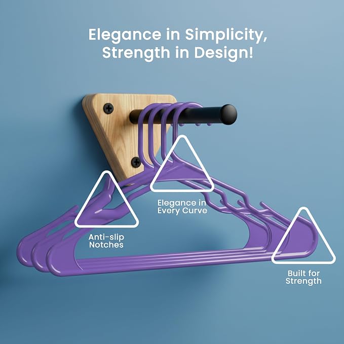 Utopia Home Plastic Hangers 50 Pack – Space Saving Clothes Hanger Purple | Durable & strong | Closet organizer & storage | Ideal for apartments, dorms & stocking stuffers