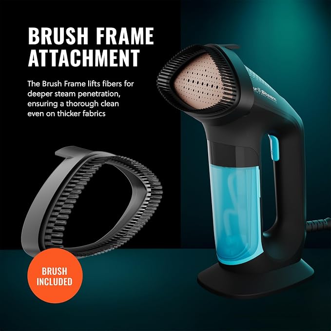 PurSteam SteamPulse Handheld Garment Steamer - Fast Heat-Up, LED Display | 1700W | LED Display | 15-Min Continuous Steam | 7.1 oz Removable Tank | Ceramic Soleplate | Auto Shut-Off | Portable