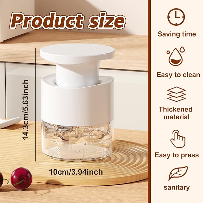 Cherry Pitter 7-in-1 Push Button Cherry Core Pitter Tool kitchen | Built-in Splatter Protector, Dishwasher Safe, Great for Homemade Cherry Jam Desserts Suitable for chefs, Pastry
