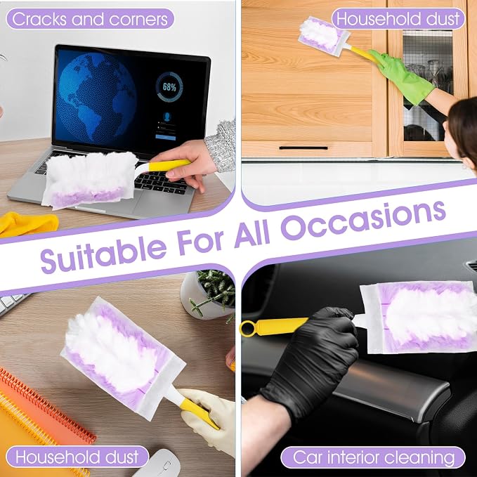 120 Pc Duster Refill,Electrostatic Disposable Duster Refill,Purple | Compatible with Duster, Bulk, Heavy Duty Dusters Refill, for Blinds, Ceiling Fans, Furniture, Multi-Surface Dusting