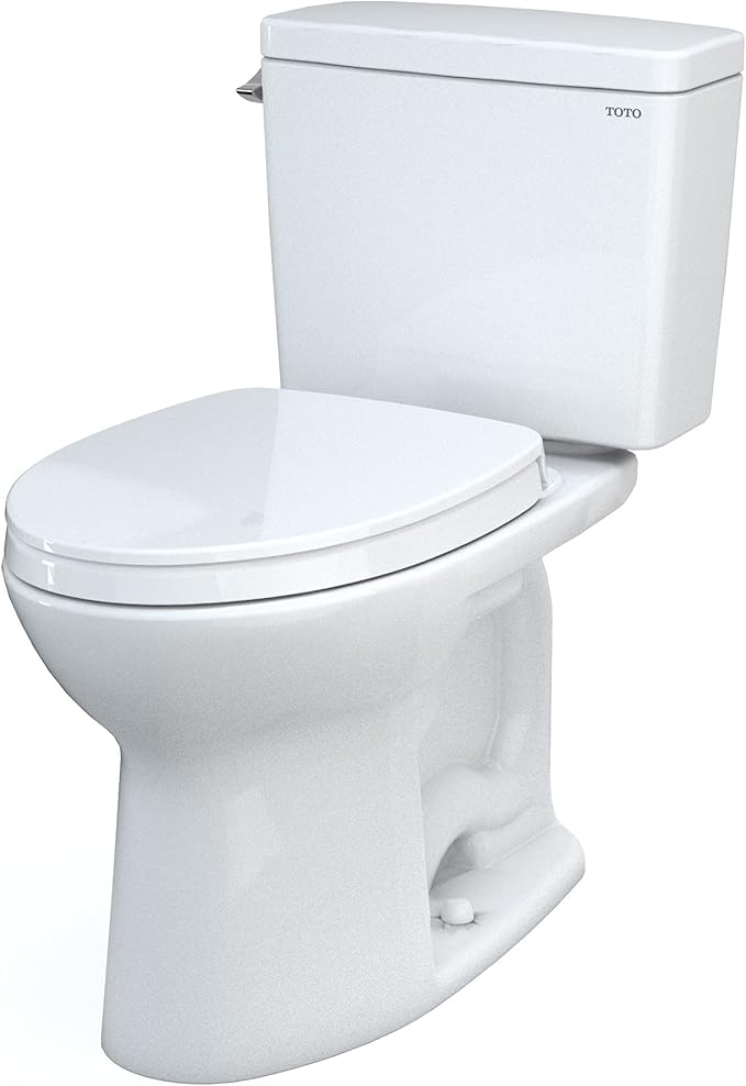TOTO Drake Two-Piece Elongated 1.28 GPF Universal Height TORNADO FLUSH Toilet with CEFIONTECT and SoftClose Seat, WASHLET+ Ready, Cotton White - MS776124CEFG#01