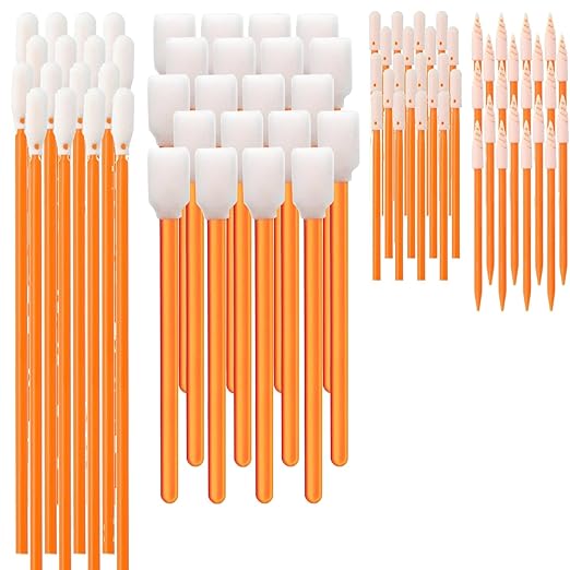 Wellgler's 200pcs Foam Cleaning Swabs, Multi-Purpose Cleanroom Foam Tip Cleaning Swab Kitip Cleaning Swab Kit (Orange)