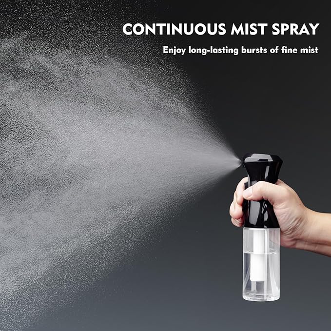 Continuous Spray Bottle, 6.8 OZ Hair Spray Bottles, Ultra-Fine Mister Spray Bottle for Hairstyling, Cleaning, Plants, Pets, Salons, and More (2 Pack)