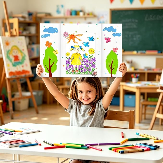 2‑Pack 26"×17" Trifold Poster Boards | White corrugated boards ideal for science‑fair, school projects and business presentations.