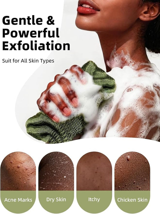Cleangor 3Pcs African Net Sponge Authentic with Knots - Exfoliating Body | Scrubber for All Skin Types, African Bath Sponge, Wash Cloth, Gentle Exfoliation Shower Rag for Women Daily Use