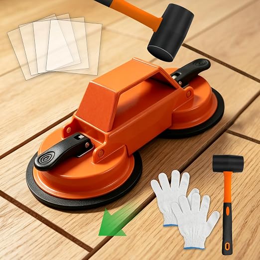 Floor Gap Fixer Tool to Fix a Floor, Vinyl Floor Repair Kit with Strong Suction Cups, Laminate Flooring Tools, Includes Plank Grabber and Mallet