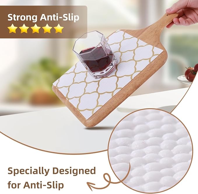 Shelf Drawer Liners for Kitchen Cabinets 23.6 in X 20 Ft Drawer Liner | Non Adhesive Thickened Refrigerator Liner Gold Quatrefoil Strong Non-Slip Paper for Tool Box with Knife and Tape Measure