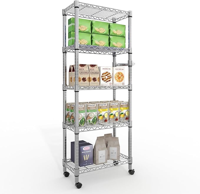 Garvee 61" H Storage Shelves with Wheels 1100LBS Rolling Metal Wire Rack