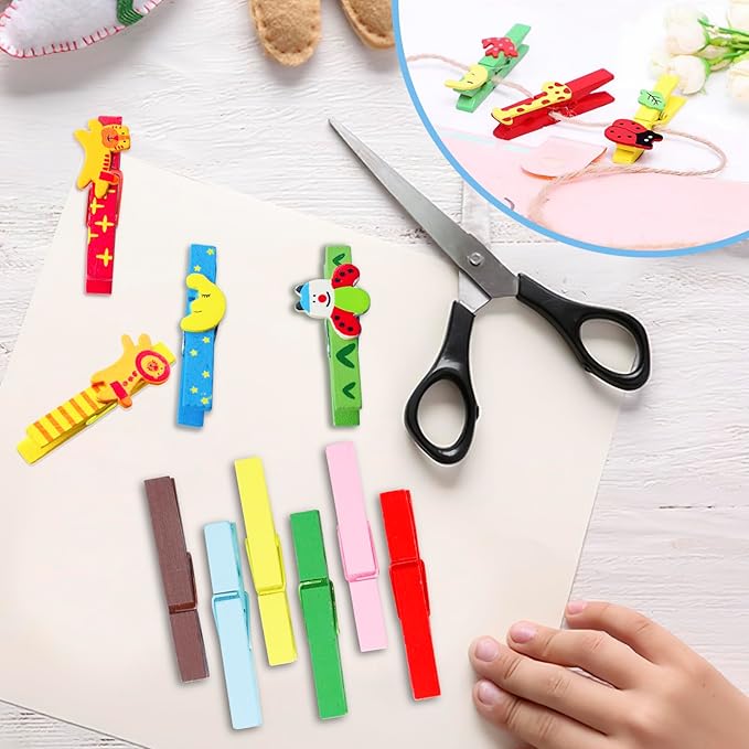 50PCS Colored Wooden Clothespins 2.9 Inch Color Clothes Pins for Pictures | Colorful Close Pins Wood for Photos Classroom School Decoration Craft Cheer, 10 Color Each 5 Pcs