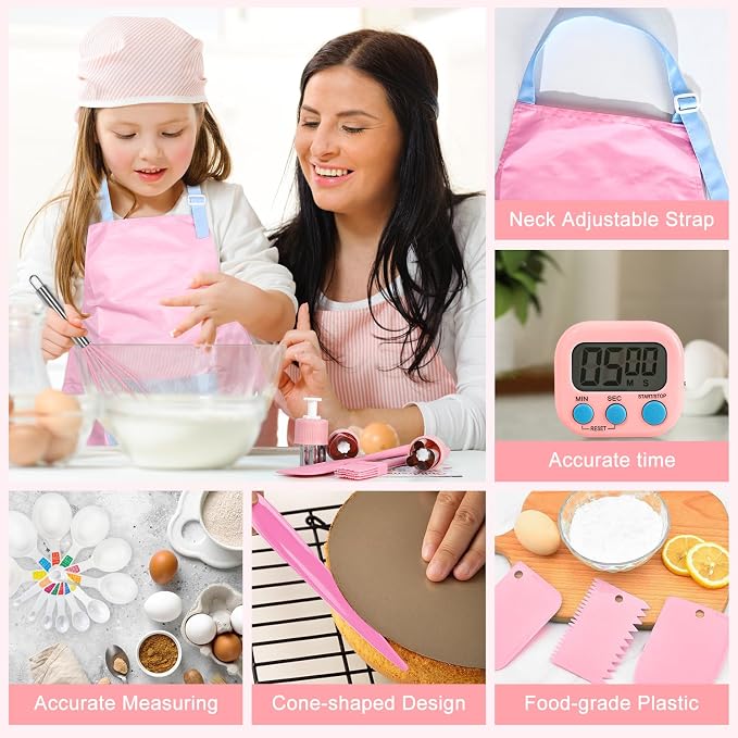 37PCS Kids Cooking Sets Real, Kids Cooking and Baking Gift Set with Storage Case Timer Kid Safe Knives Cutting Board, Toddler Real Kitchen Tools, Birthday Gifts for Girls Boys Age 3 - 8