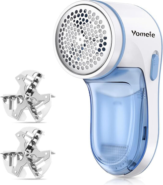 Fabric Shaver Rechargeable, Electric Lint Remover for Clothes & Furniture, Sweater Shaver & Pilling Remover, Depiller with 2 Extra Blades Included, Lint Shaver for Clothing - USB Charge