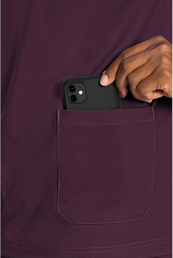Med Couture Rothwear Touch Mens Scrubs Top 3 Pockets Modern Fit | 2-Way Stretch, Ultra-Soft Fabric, Lightweight Feel, Knit Details, Side Vents, Durable Construction, Easy Care