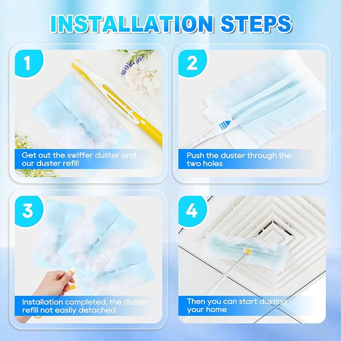 Duster Refill Compatible with Swiffer Hand Duster for Cleaning | Unscented Disposable Heavy Duty Duster Refills for Blinds & Ceiling Fan, Compatible with Swiffer Hand Duster, 30 Pack