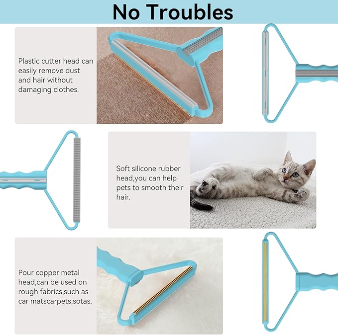Lint Remover, Pet Hair Remover, Carpet Rake for Dog Cat Fur Removal 1 PCS | Dual Use Lint Brush & Shaver, Pet Hair Removal Tool, Cleans Car Mat Couch Pet Bed Furniture Rug, Removes Pet Fur Quickly
