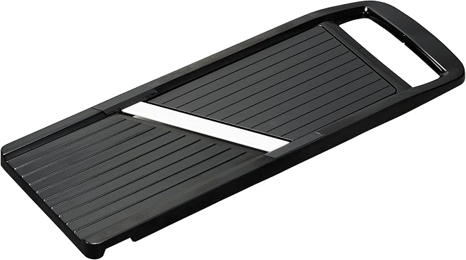 Kyocera Advanced Ceramic Wide Adjustable Slicer with Handguard, Black | KYOCERA Wide Adjustable Mandoline Slicer: 4-Inch Angled Ceramic Blade, 4 Thickness Settings, and Secure Safety Handguard
