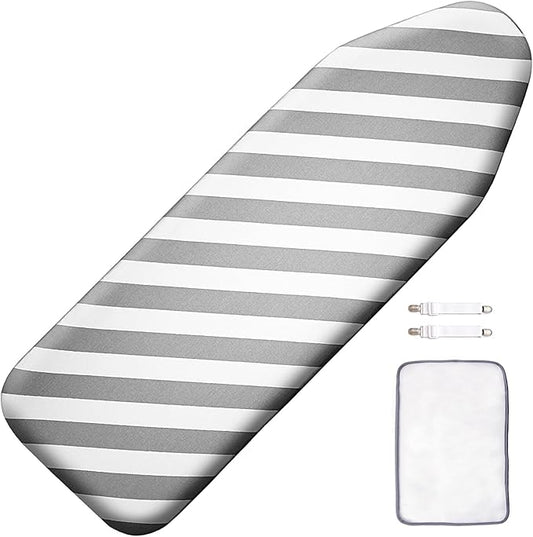 SheeChung Ironing Board Cover and Pad-15x54 Thick Ironing Board Covers with Padding Standard Size,Scorch and Stain Resistant Thick Padding,Large Ironing Cover with Elastic Edge & Adjustable Fasteners