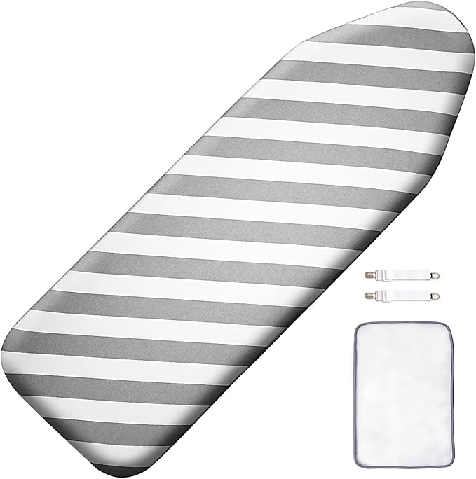 SheeChung Over The Door Ironing Board Cover 14x42 Inch,Thick Iron Covers with Fastener Straps & Pull Bungee Cord,Durable 3 Layers Scorch & Stain Resistant Padded Door Ironing Board Cover