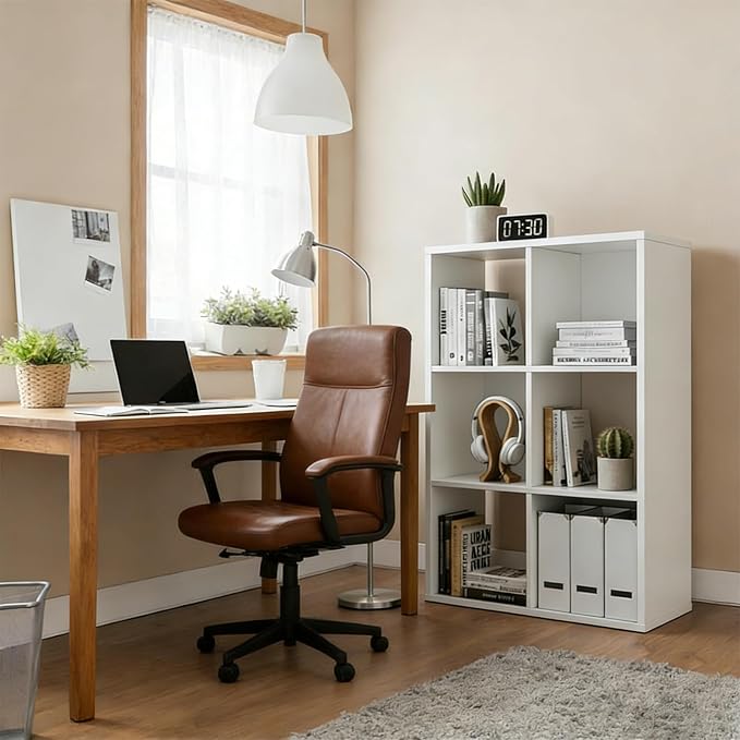6 Cube Storage Organizer Shelf, Open Cube Bookshelf | Reversible Bookcase, Modern Sturdy Storage for Living Room, Bedroom, Entryway, Home Office, White