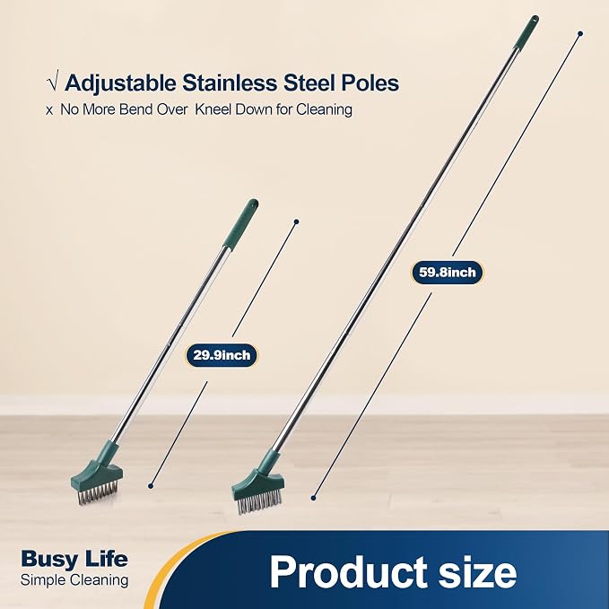Yocada Moss Remover - Crevice Cleaning Tool, Moss Brush, Wire Metal Brush | Deck Cleaner, Crack & Patio Remover for Pavement, Sidewalk, Patio Stone, Driveway, Deck - 59.8"