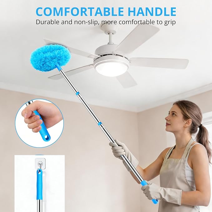 SetSail Ceiling Fan Cleaner Duster, Microfiber Ceiling Fan Duster with Extension Pole 13 to 48 Inch Washable Ceiling Fan Blade Dusters for Cleaning | Microfiber Ceiling Fan Duster, 13 to 48 Inch, Washable, Ceiling Fan Blade Dusters