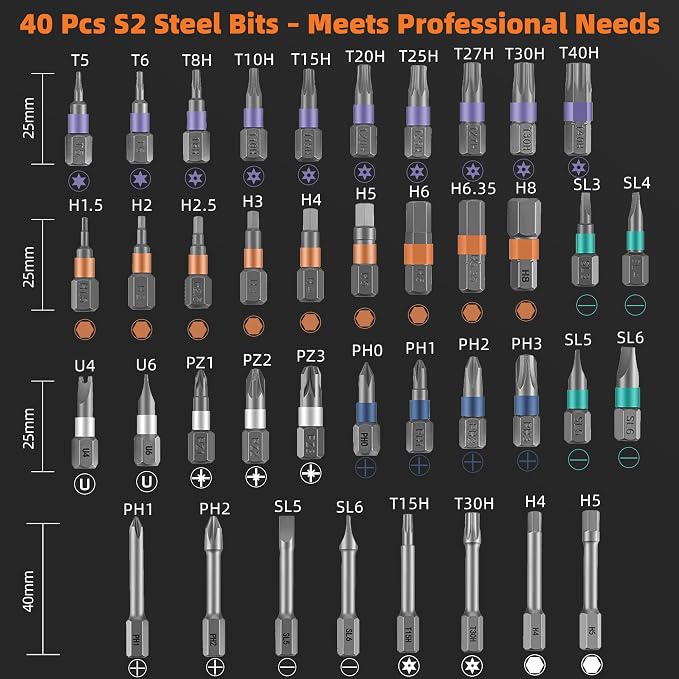 42in1 Magnetic Ratchet Screwdriver Kit for Home DIY | S2 steel bits, storage case, detachable T-handle, for computer, bicycle, furniture, DIY