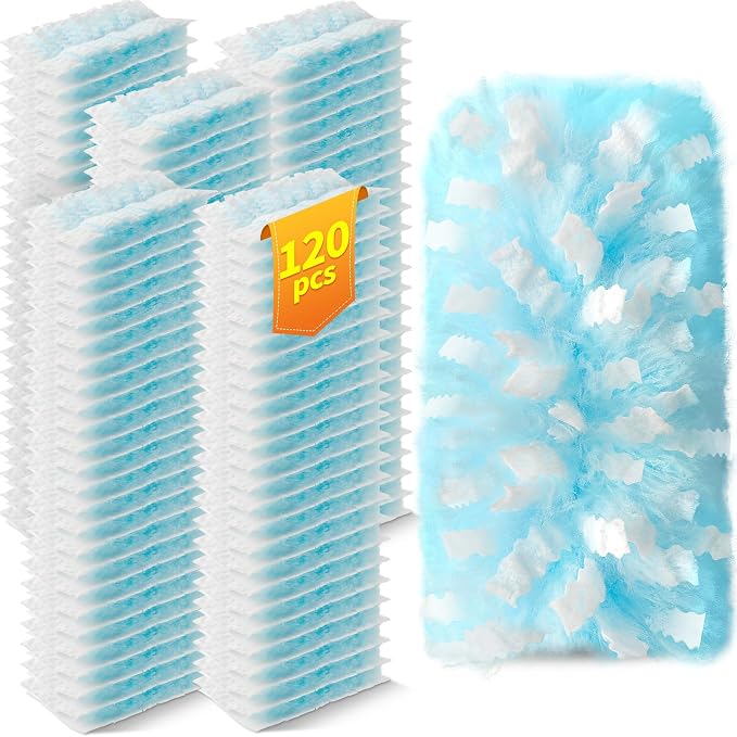 120 Count Duster Refills Compatible with Swiffer Duster, 180° Disposable Multi-Surface Microfiber Cleaning Dusters, Unscented