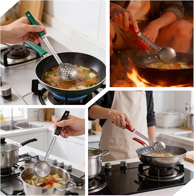 6 Pcs Portion Control Serving Spoons, 3 Size Portion Control Spoons Ladle Scoops Stainless Steel Proportion Manage Slotted and Unslotted Scoops for Weight Loss Kitchen