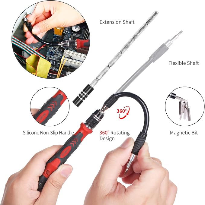 Precision Screwdriver Set, SHOWPIN 122 in 1 Computer Screwdriver Kit | Laptop Screwdriver Sets with 101 Magnetic Drill Bits, Electronics Tool Kit Compatible for Computer, Tablet, PC, iPhone, PS4