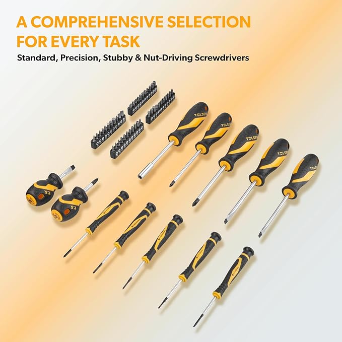 TOLSEN 89-Piece Tool Set Home Tool Kit, Household Screwdriver Set with Hammer, Drill Bits, Ratchet, Hex Key, Tape Measure, Plastic Toolbox Storage Case for Home Mechanic Auto Repair