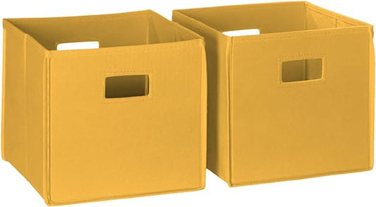 RiverRidge Folding Storage Bins with Handles Golden yellow Cube Storage Organizer for Closet, Bedroom & Playroom - Closet Organizers and Storage Set of 2