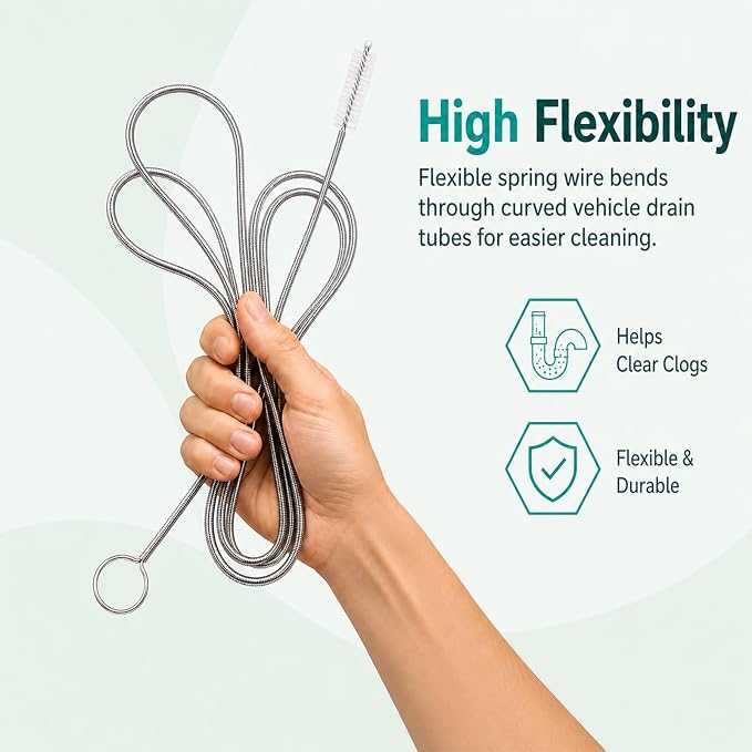 2 Pack 80 Inch Flexible Sunroof Drain Cleaning Tool, Long Brush for Car Sunroof Tube, Ice Maker, Refrigerator, AC Line, Windshield Hole and Narrow Pipes