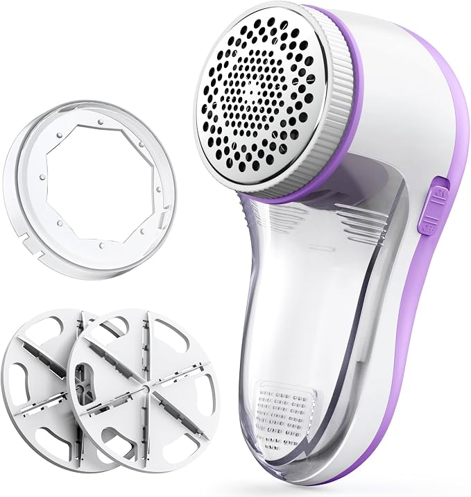 POPCHOSE Fabric Shaver, Lint Shaver with 6-Leaf Blade, Rechargeable | Lint Remover with Type-C Fast Charing Port, Sweater Defuzzer, Clothes Shaver for Couch, Furniture, Blanket, Remove Pilling