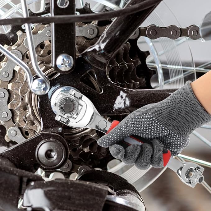 52 in 1 Universal Socket Wrench with Gloves, 360° Rotating Spanner | Carbon Steel Universal Wrench Fits 8-19mm and 5/16"-3/4" Nuts for Home, Bike and Auto Repair