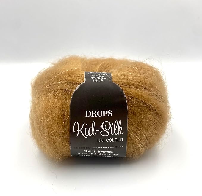 Drops Mohair and Silk Yarn Kid-Silk, 0 or Lace, 2 Ply, 0.9 oz 230 Yards per Ball (50 Caramel)