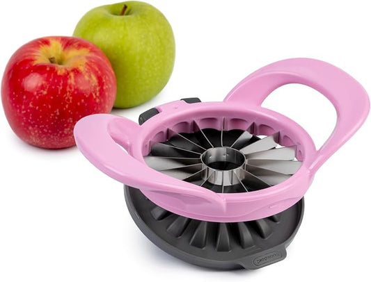 PrepWorks by Progressive Dishwasher Safe 16-Slice Thin Apple Slicer and Corer with Attached Safety Cover (Magenta)