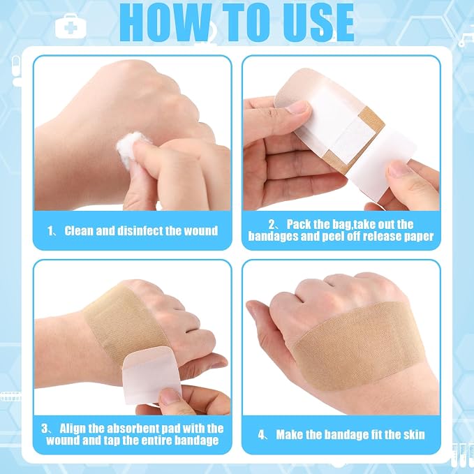 Sinmoe 400 Pcs Large Bandages Bulk Big Flexible Adhesive Wound Care Fabric Bandages for Care and Protect Wounds, 2 x 4 Inch