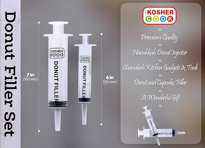 The Kosher Cook Set of 2 Donut Filling Pastry Syringes, Clear Plastic Kitchen Tools