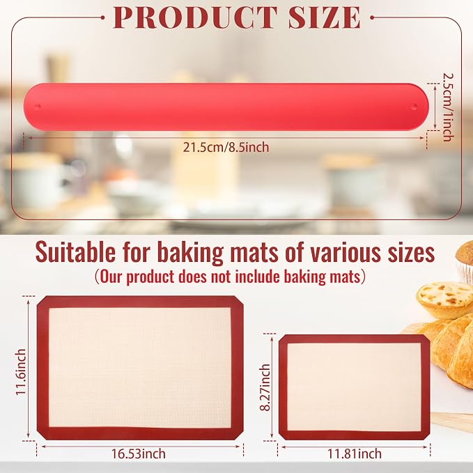 Teenyyou 4 Pcs Silicone Storage Band for Baking Mats Wrapping Paper Clamps Silicone Roll Holder Flip Wraps Gift Poster Paper Roll Holder Slap Bands for Christmas Storage Organization