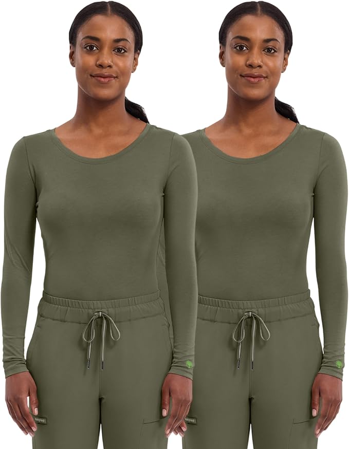 Healing Hands Underscrub Long Sleeve Women Knits Scrub Tops | Soft Cotton Blend Knit, Breathable Stretch Comfort, Machine Wash, Easy Care Fabric, Ideal For Layering Under Scrubs