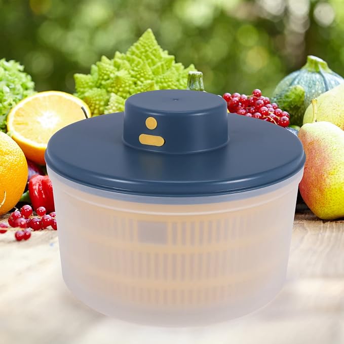 Electric Salad Spinner - Lettuce Vegetable Dryer, USB Rechargeable, Quick Drying Lettuce Fruit Spinner with Bowl
