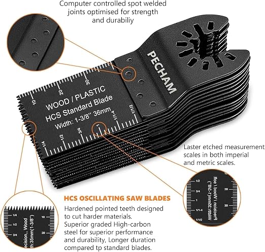 24PCS Universal Wood Metal Oscillating Multitool Quick Release Saw Blades Fit Porter Cable Black & Decker Rockwell Ridgid Ryobi Milwaukee Chicago Craftsman