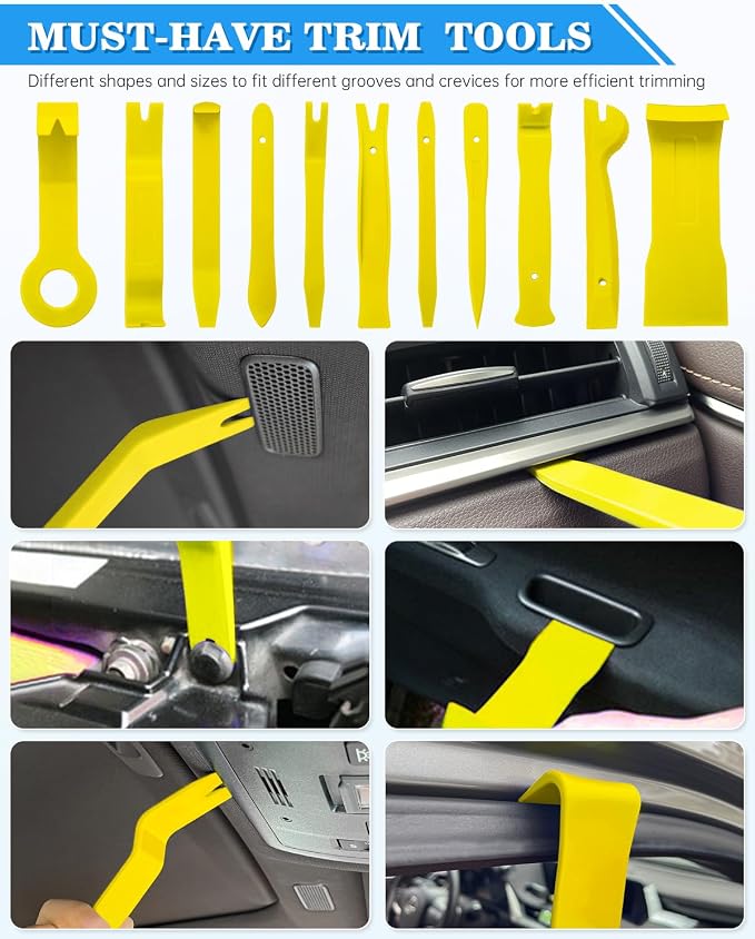19Pcs Trim Removal Tool,Car Panel Door Audio Trim Removal Tool Kit, Auto Clip Pliers Fastener Remover Pry Tool Set with Storage Bag