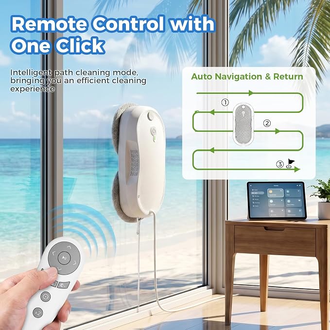 KKI Window Cleaning Robot,Upgraded Window Cleaner Robot, Auto-Dual Spray, Max 3200pa,3 Cleaning Modes & Edge Detection, Remote Control for High-Rise Windows, Glass Door,5Sets Cloths | Automatic,Dual Ultrasonic Spray, Max 3200pa, 3 Cleaning Modes & Edge...