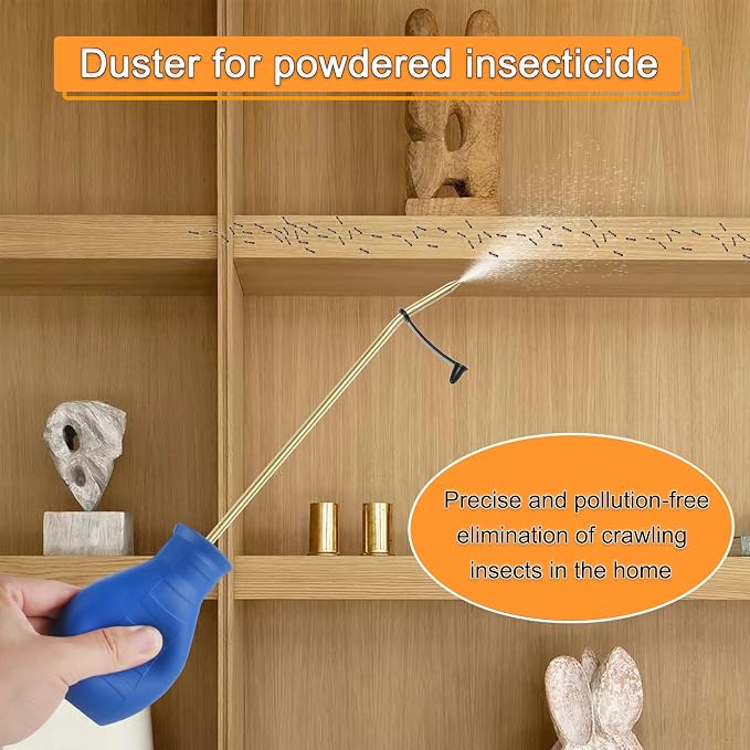 Diatomaceous Earth Duster, Powder Sprayer, Garden Duster Applicator Dispenser with Long Plastic Tube for Organic Gardening Agricultural Supplies for Diatomaceous Earth Powder（Blue）