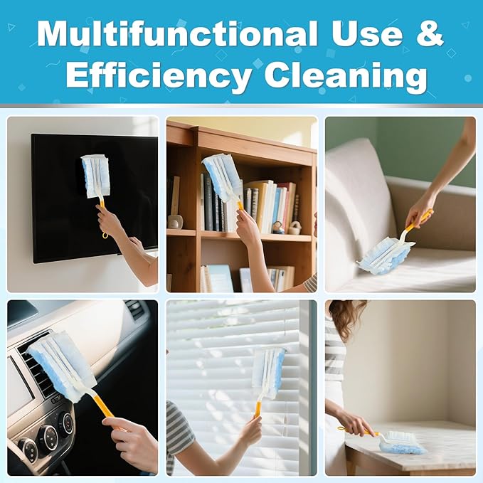 Duster Refills for Swiffer Dusters，Strong Static Dust Removal，Duster Refill Replacement Head for Electronics, Furniture, Blinds（18 PCS+1Handle）